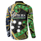 South Sea Islanders And New Caledonia Button Sweatshirt Nautilus Shell Southern Cross Tribal Pattern