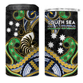 South Sea Islanders And New Caledonia 4 in 1 Can Cooler Tumbler Nautilus Shell Southern Cross Tribal Pattern