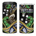 South Sea Islanders And New Caledonia 4 in 1 Can Cooler Tumbler Nautilus Shell Southern Cross Tribal Pattern