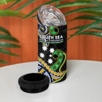 South Sea Islanders And New Caledonia 4 in 1 Can Cooler Tumbler Nautilus Shell Southern Cross Tribal Pattern