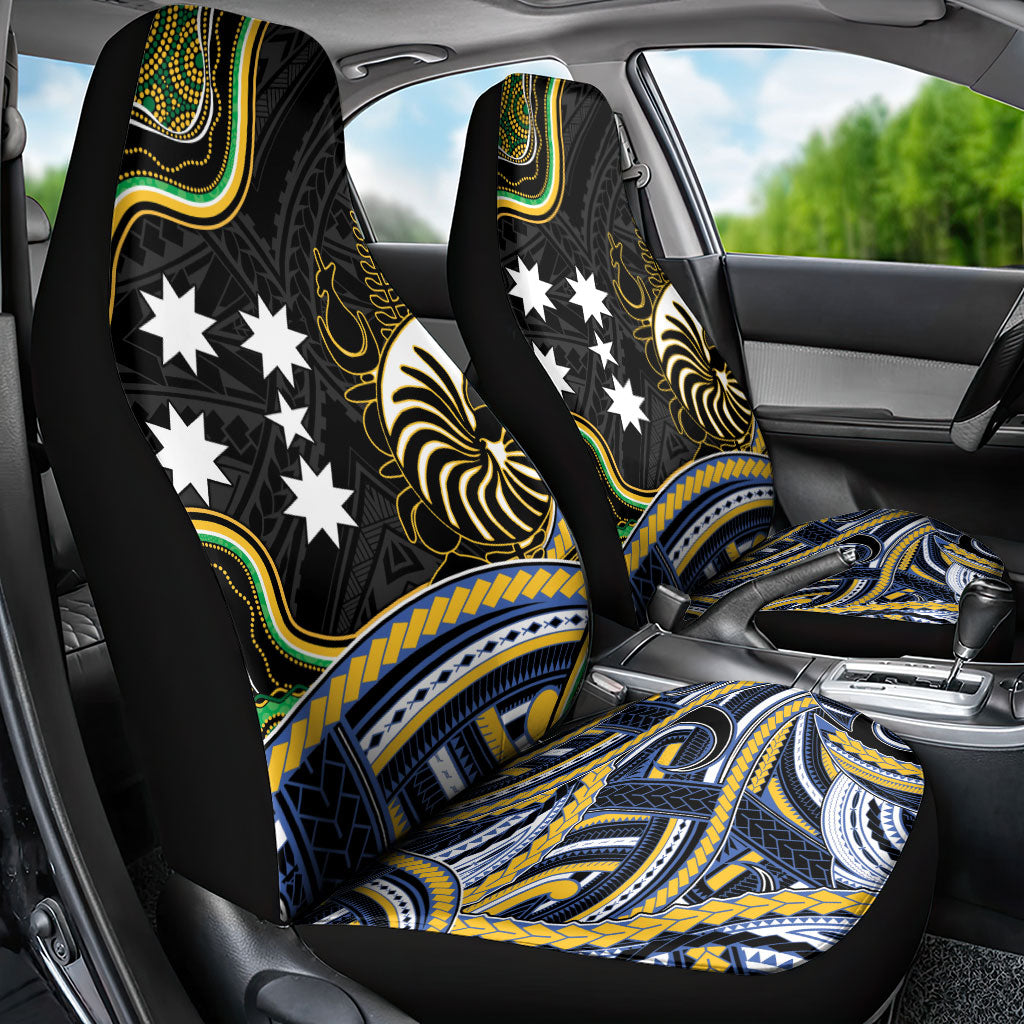 South Sea Islanders And New Caledonia Car Seat Cover Nautilus Shell Southern Cross Tribal Pattern