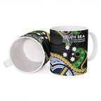 South Sea Islanders And New Caledonia Ceramic Mug Nautilus Shell Southern Cross Tribal Pattern