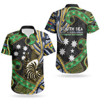South Sea Islanders And New Caledonia Couples Matching Puletasi and Hawaiian Shirt Nautilus Shell Southern Cross Tribal Pattern