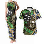 South Sea Islanders And New Caledonia Couples Matching Tank Maxi Dress and Hawaiian Shirt Nautilus Shell Southern Cross Tribal Pattern