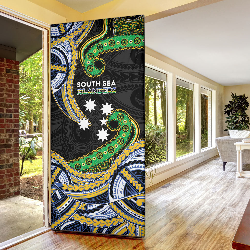 South Sea Islanders And New Caledonia Door Cover Nautilus Shell Southern Cross Tribal Pattern