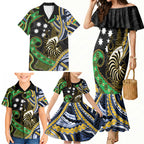 South Sea Islanders And New Caledonia Family Matching Mermaid Dress and Hawaiian Shirt Nautilus Shell Southern Cross Tribal Pattern