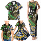 South Sea Islanders And New Caledonia Family Matching Tank Maxi Dress and Hawaiian Shirt Nautilus Shell Southern Cross Tribal Pattern