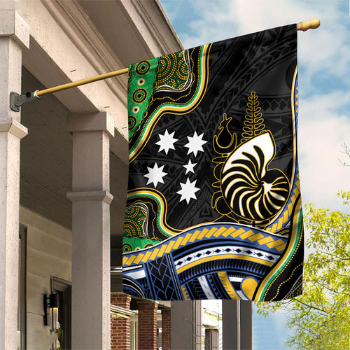 South Sea Islanders And New Caledonia Garden Flag Nautilus Shell Southern Cross Tribal Pattern