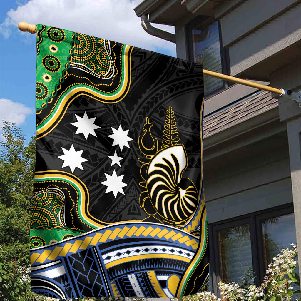South Sea Islanders And New Caledonia Garden Flag Nautilus Shell Southern Cross Tribal Pattern
