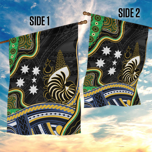 South Sea Islanders And New Caledonia Garden Flag Nautilus Shell Southern Cross Tribal Pattern
