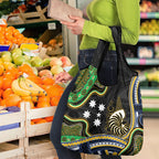 South Sea Islanders And New Caledonia Grocery Bag Nautilus Shell Southern Cross Tribal Pattern