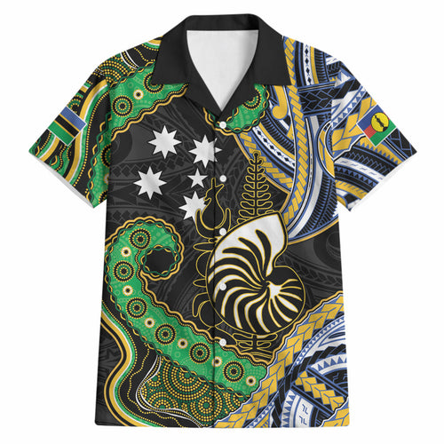 South Sea Islanders And New Caledonia Hawaiian Shirt Nautilus Shell Southern Cross Tribal Pattern