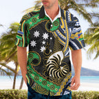 South Sea Islanders And New Caledonia Hawaiian Shirt Nautilus Shell Southern Cross Tribal Pattern