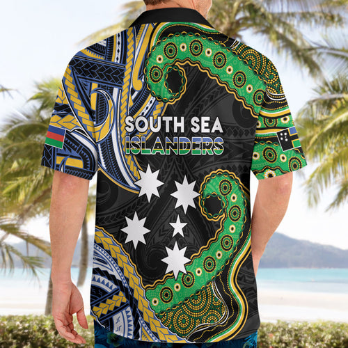 South Sea Islanders And New Caledonia Hawaiian Shirt Nautilus Shell Southern Cross Tribal Pattern