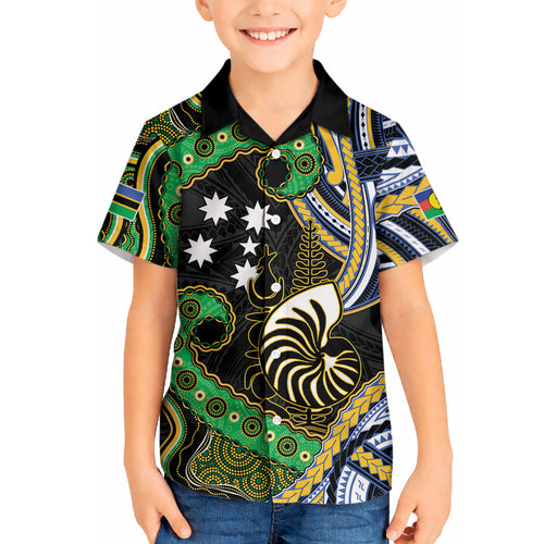 South Sea Islanders And New Caledonia Hawaiian Shirt Nautilus Shell Southern Cross Tribal Pattern