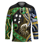 South Sea Islanders And New Caledonia Hockey Jersey Nautilus Shell Southern Cross Tribal Pattern