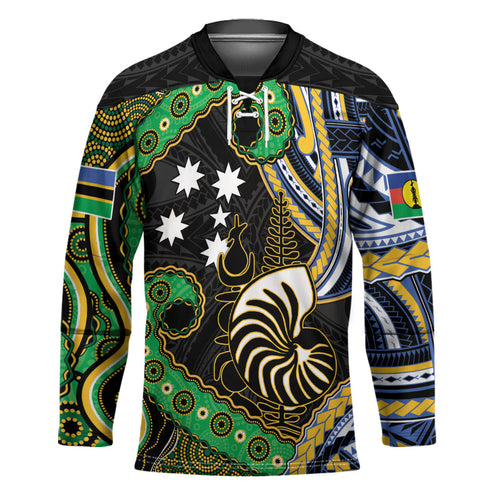 South Sea Islanders And New Caledonia Hockey Jersey Nautilus Shell Southern Cross Tribal Pattern