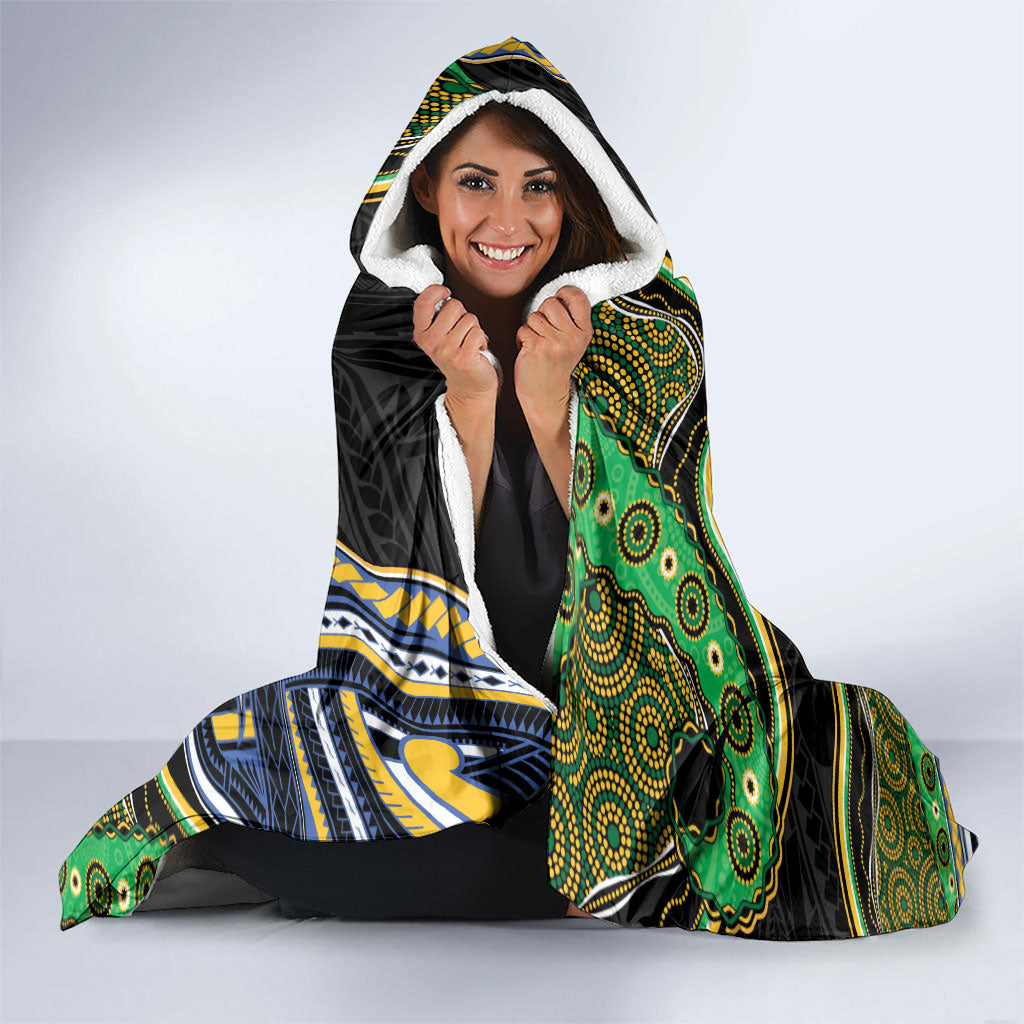 South Sea Islanders And New Caledonia Hooded Blanket Nautilus Shell Southern Cross Tribal Pattern