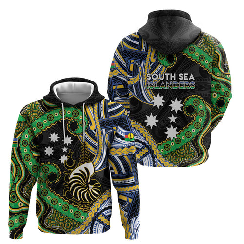 South Sea Islanders And New Caledonia Hoodie Nautilus Shell Southern Cross Tribal Pattern
