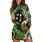 South Sea Islanders And New Caledonia Hoodie Dress Nautilus Shell Southern Cross Tribal Pattern