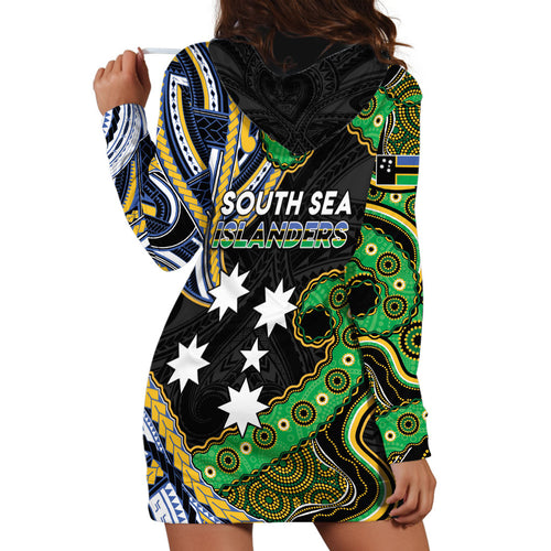 South Sea Islanders And New Caledonia Hoodie Dress Nautilus Shell Southern Cross Tribal Pattern