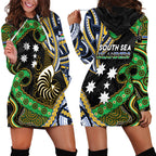 South Sea Islanders And New Caledonia Hoodie Dress Nautilus Shell Southern Cross Tribal Pattern