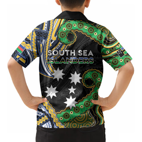 South Sea Islanders And New Caledonia Kid Hawaiian Shirt Nautilus Shell Southern Cross Tribal Pattern