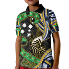 South Sea Islanders And New Caledonia Kid Polo Shirt Nautilus Shell Southern Cross Tribal Pattern