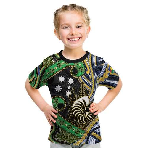 South Sea Islanders And New Caledonia Kid T Shirt Nautilus Shell Southern Cross Tribal Pattern
