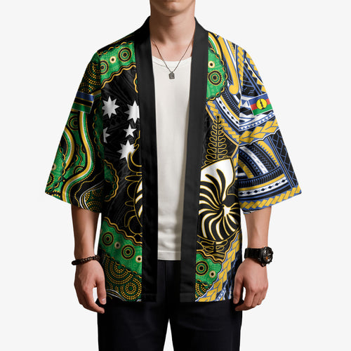 South Sea Islanders And New Caledonia Kimono Nautilus Shell Southern Cross Tribal Pattern
