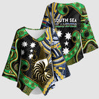 South Sea Islanders And New Caledonia Kimono Sleeve Blouse Nautilus Shell Southern Cross Tribal Pattern