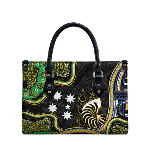 South Sea Islanders And New Caledonia Leather Bag Nautilus Shell Southern Cross Tribal Pattern