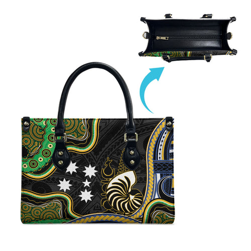 South Sea Islanders And New Caledonia Leather Bag Nautilus Shell Southern Cross Tribal Pattern