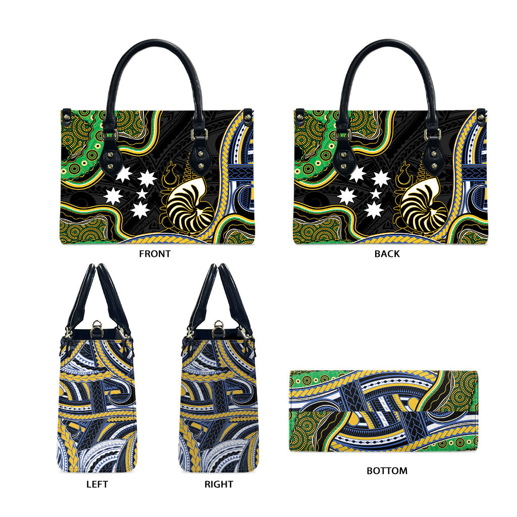 South Sea Islanders And New Caledonia Leather Bag Nautilus Shell Southern Cross Tribal Pattern