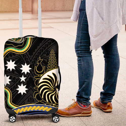 South Sea Islanders And New Caledonia Luggage Cover Nautilus Shell Southern Cross Tribal Pattern