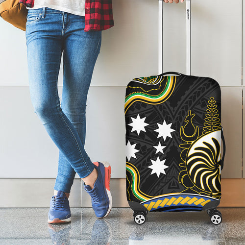 South Sea Islanders And New Caledonia Luggage Cover Nautilus Shell Southern Cross Tribal Pattern