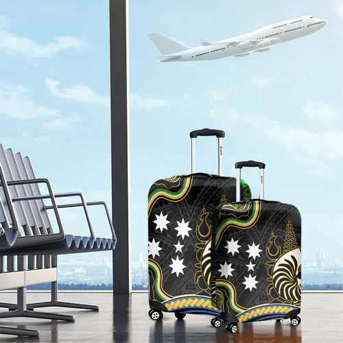South Sea Islanders And New Caledonia Luggage Cover Nautilus Shell Southern Cross Tribal Pattern