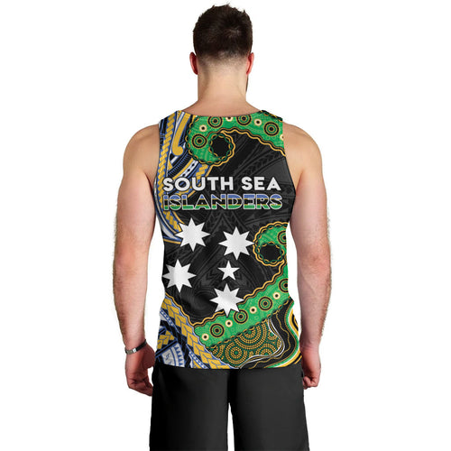 South Sea Islanders And New Caledonia Men Tank Top Nautilus Shell Southern Cross Tribal Pattern