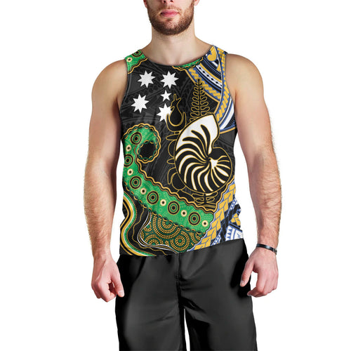 South Sea Islanders And New Caledonia Men Tank Top Nautilus Shell Southern Cross Tribal Pattern