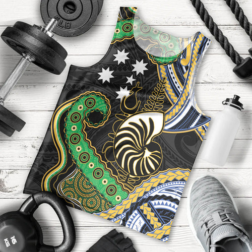 South Sea Islanders And New Caledonia Men Tank Top Nautilus Shell Southern Cross Tribal Pattern