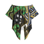 South Sea Islanders And New Caledonia Off Shoulder Wrap Waist Top Nautilus Shell Southern Cross Tribal Pattern