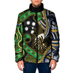 South Sea Islanders And New Caledonia Padded Jacket Nautilus Shell Southern Cross Tribal Pattern