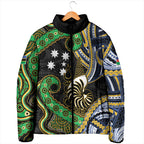 South Sea Islanders And New Caledonia Padded Jacket Nautilus Shell Southern Cross Tribal Pattern