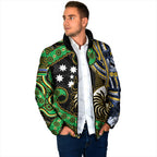 South Sea Islanders And New Caledonia Padded Jacket Nautilus Shell Southern Cross Tribal Pattern
