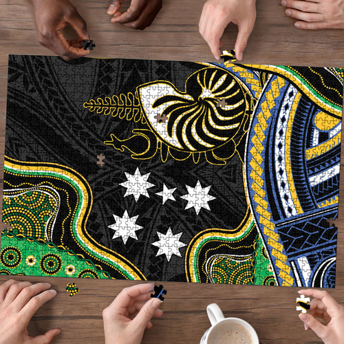 South Sea Islanders And New Caledonia Puzzle Nautilus Shell Southern Cross Tribal Pattern