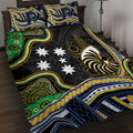 South Sea Islanders And New Caledonia Quilt Bed Set Nautilus Shell Southern Cross Tribal Pattern