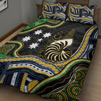 South Sea Islanders And New Caledonia Quilt Bed Set Nautilus Shell Southern Cross Tribal Pattern
