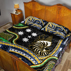 South Sea Islanders And New Caledonia Quilt Bed Set Nautilus Shell Southern Cross Tribal Pattern