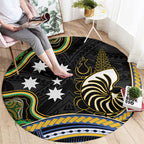 South Sea Islanders And New Caledonia Round Carpet Nautilus Shell Southern Cross Tribal Pattern
