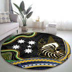 South Sea Islanders And New Caledonia Round Carpet Nautilus Shell Southern Cross Tribal Pattern
